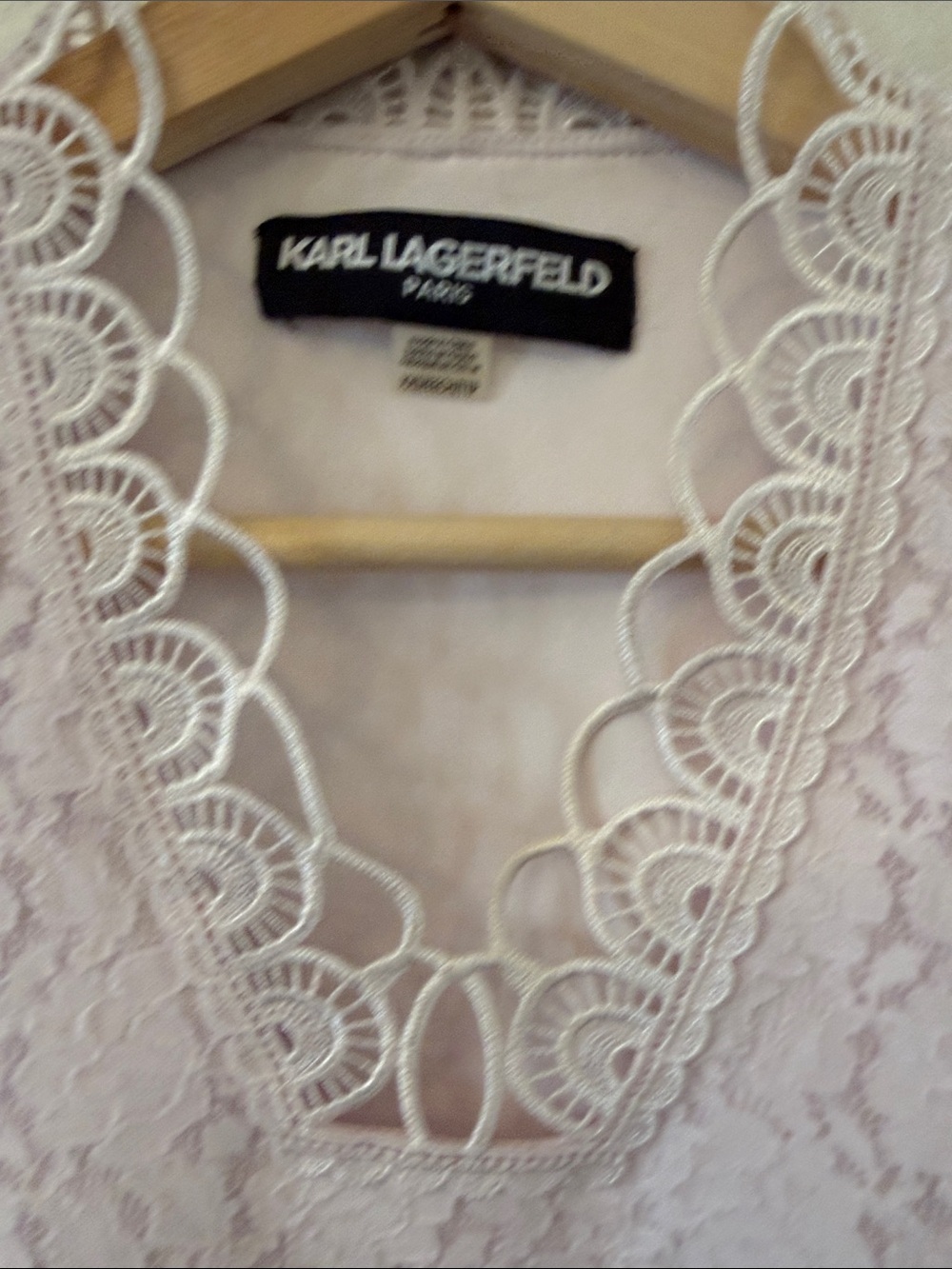 Karl Lagerfeld Paris White Top with Lace Trim - Picture 3 of 8